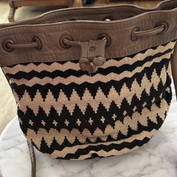 Ecote Chevron Tapestry Tote Bag with Taupe Leather Trim - Picture 2 of 8